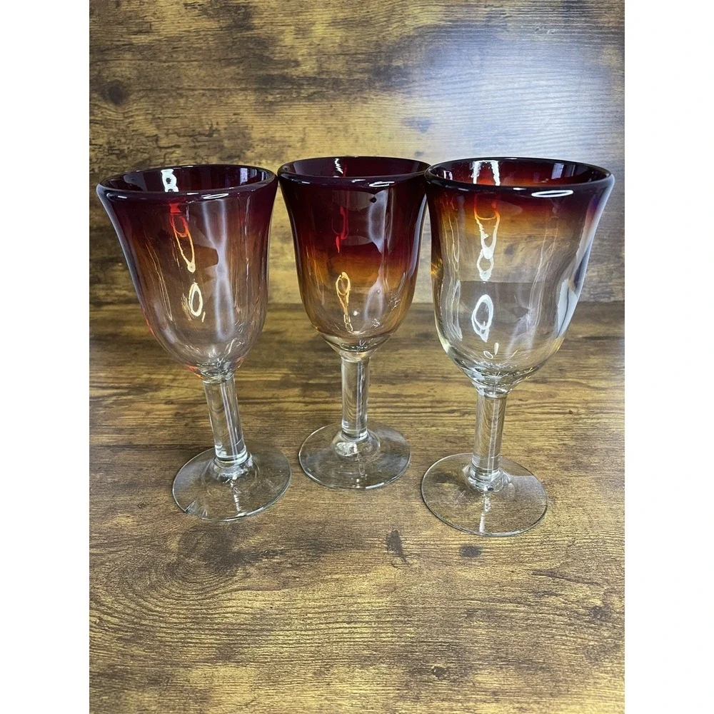 Hand Blown Red & Clear 8