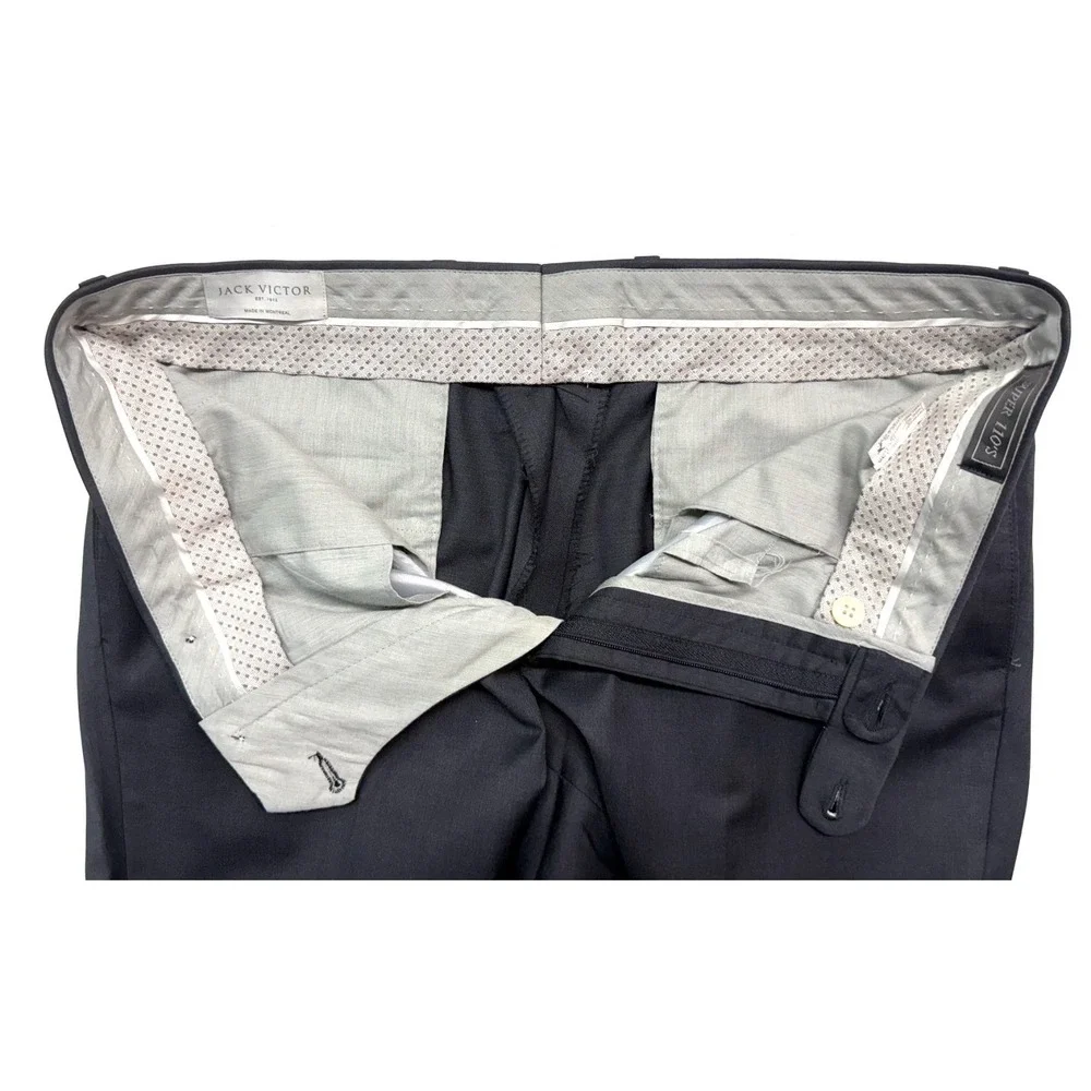 Jack Victor 36x30 Charcoal Dress‎ Suit Pants Trousers Flat Front Wool Straight