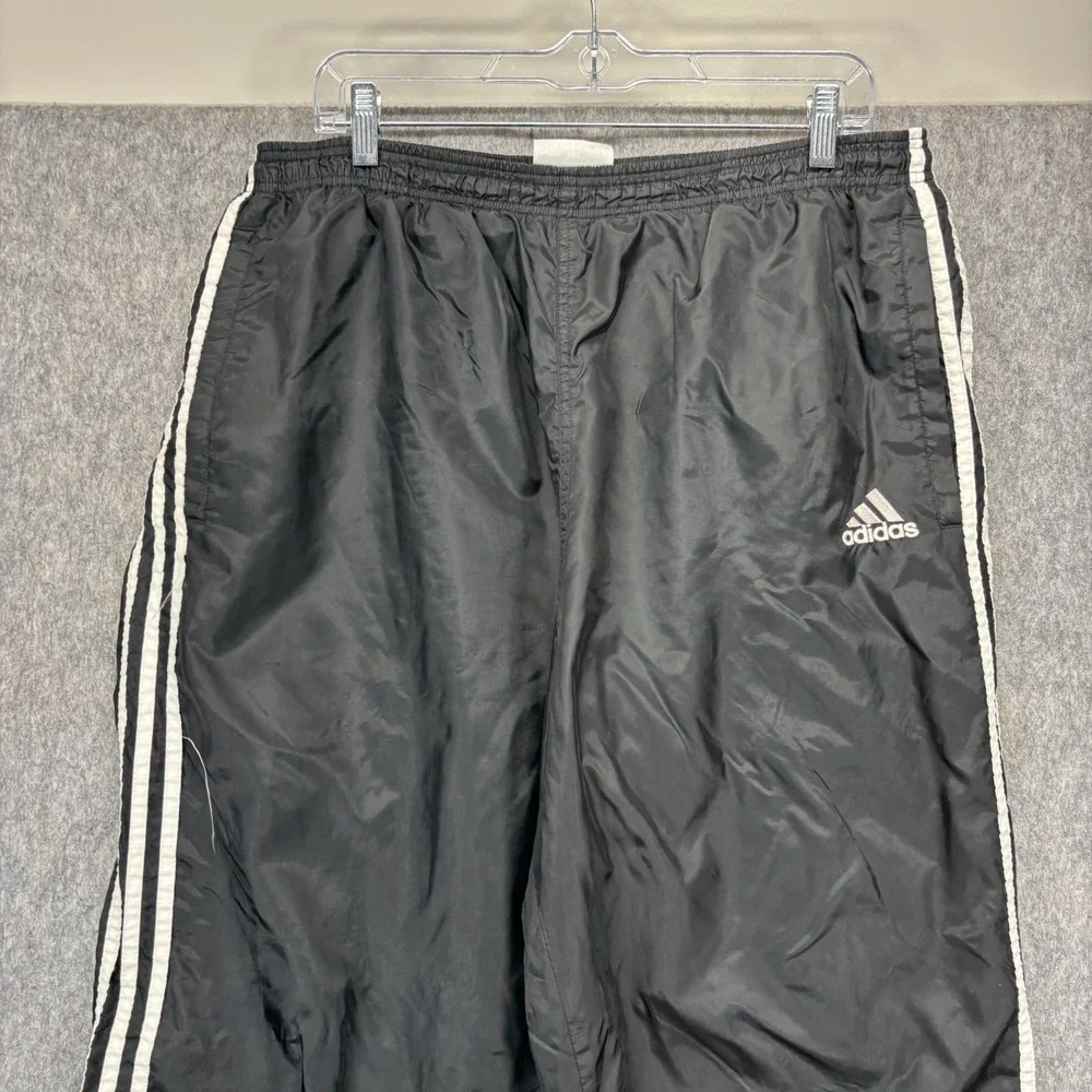 Vintage Adidas Tracksuit Pants Men's XL Lined Striped Black Windbreaker‎ 90s