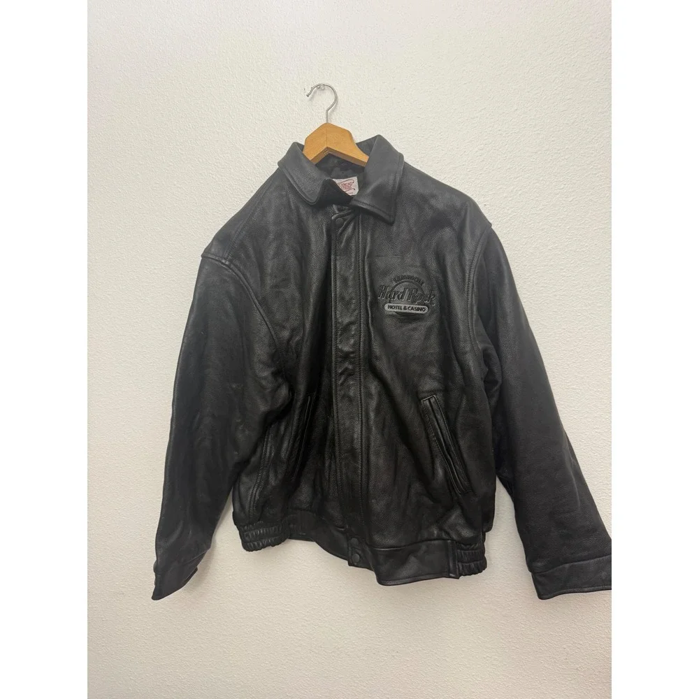 Richmond Leathers Hard Rock Hotel Casino Tampa Black Leather Bomber Jacket XL