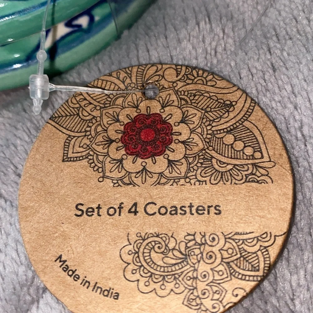 Made in India Drink Coasters‎ Set (4) NEW Bohemian Boho