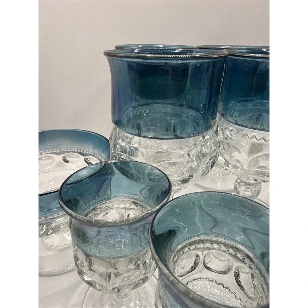 Blue Crown By Colony Set‎ 4 Wine Cup, Water Goblet, Dessert Dish (12 Pieces)