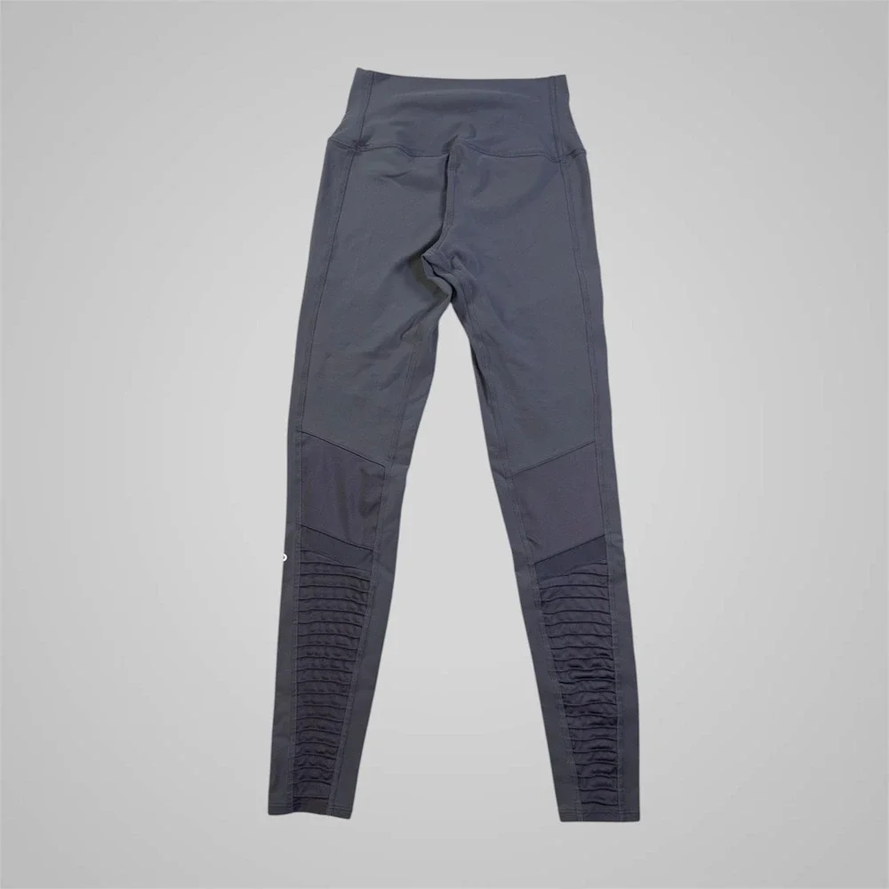 Alo Yoga High-Waist Moto Leggings Anthracite‎ Gray Small Mesh Mixed Media W5494R
