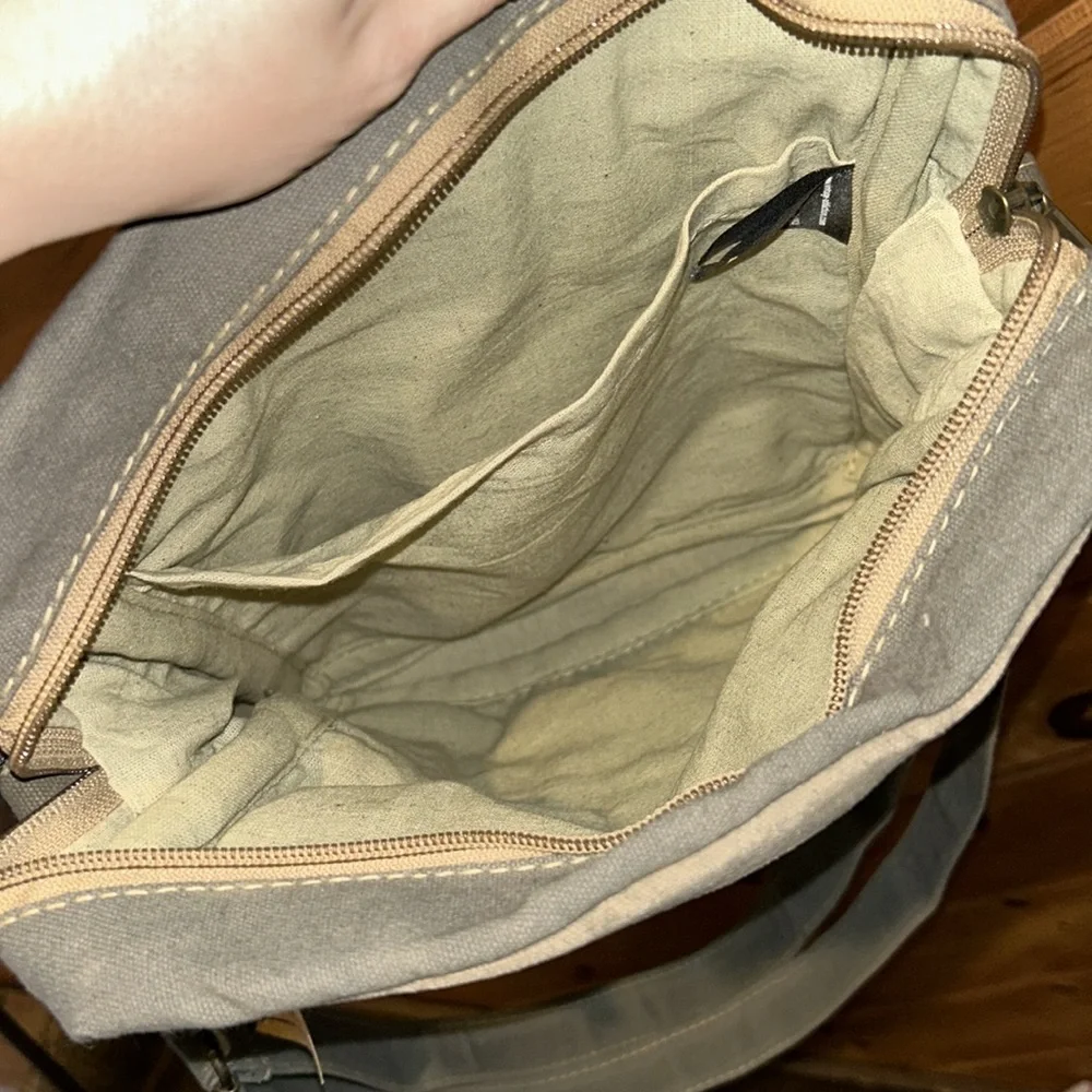 NWT Vintage Addiction recycled military tent with vintage fabric crossbody bag