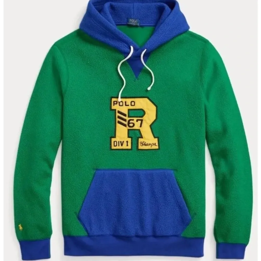 Polo Ralph Lauren Men‎ Size 2XB Brushed Face Nylon Spellout Fleece Hoodie Swe…