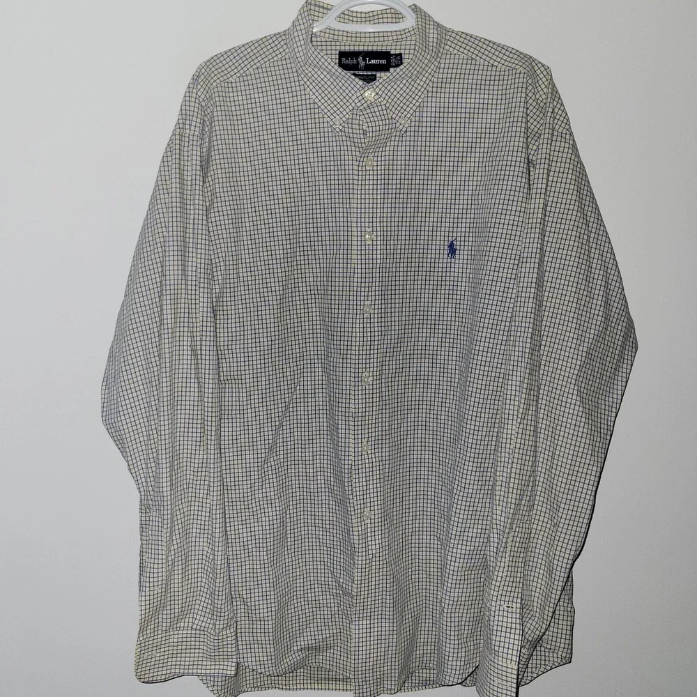 Polo Ralph Lauren Long Sleeve Button Down‎ Yarmouth Men Size 17.5 36/37 Check