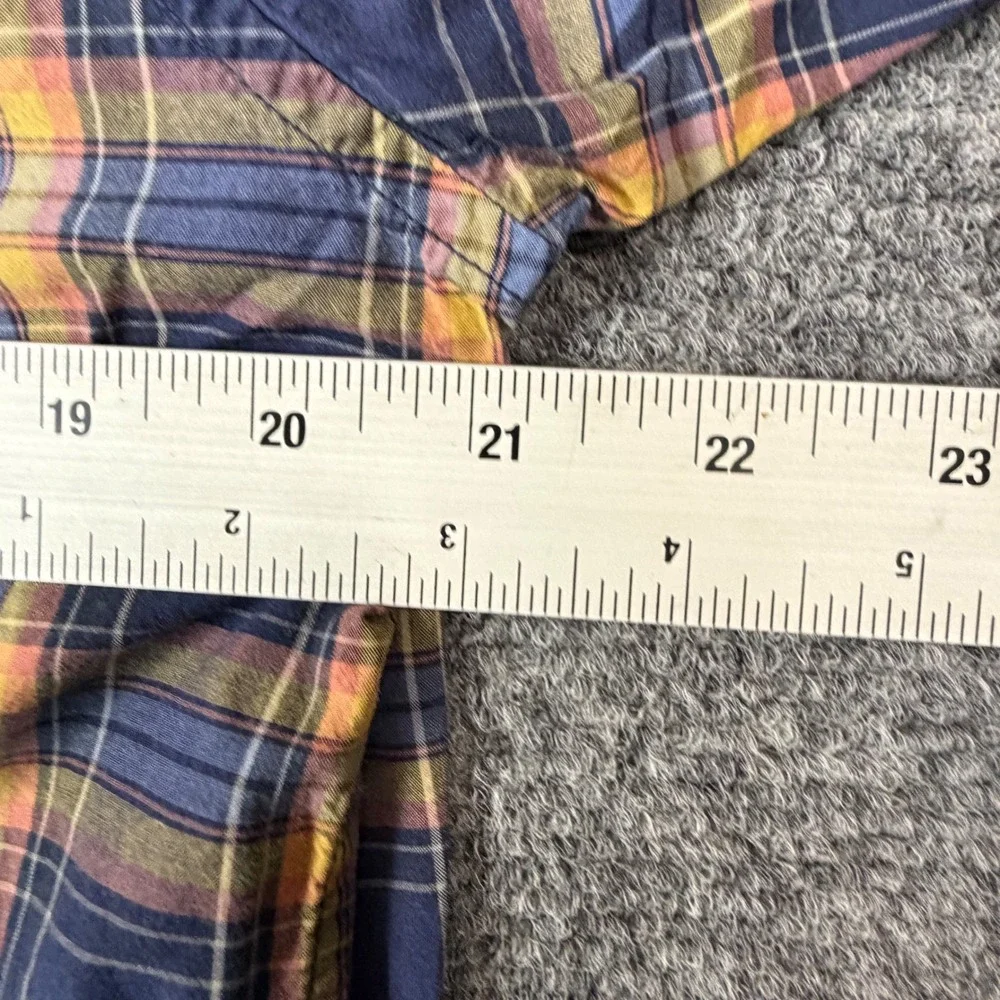 Cremieux‎ Classics Mens Slim Fit Plaid Button Down Shirt Blue Yellow Large L