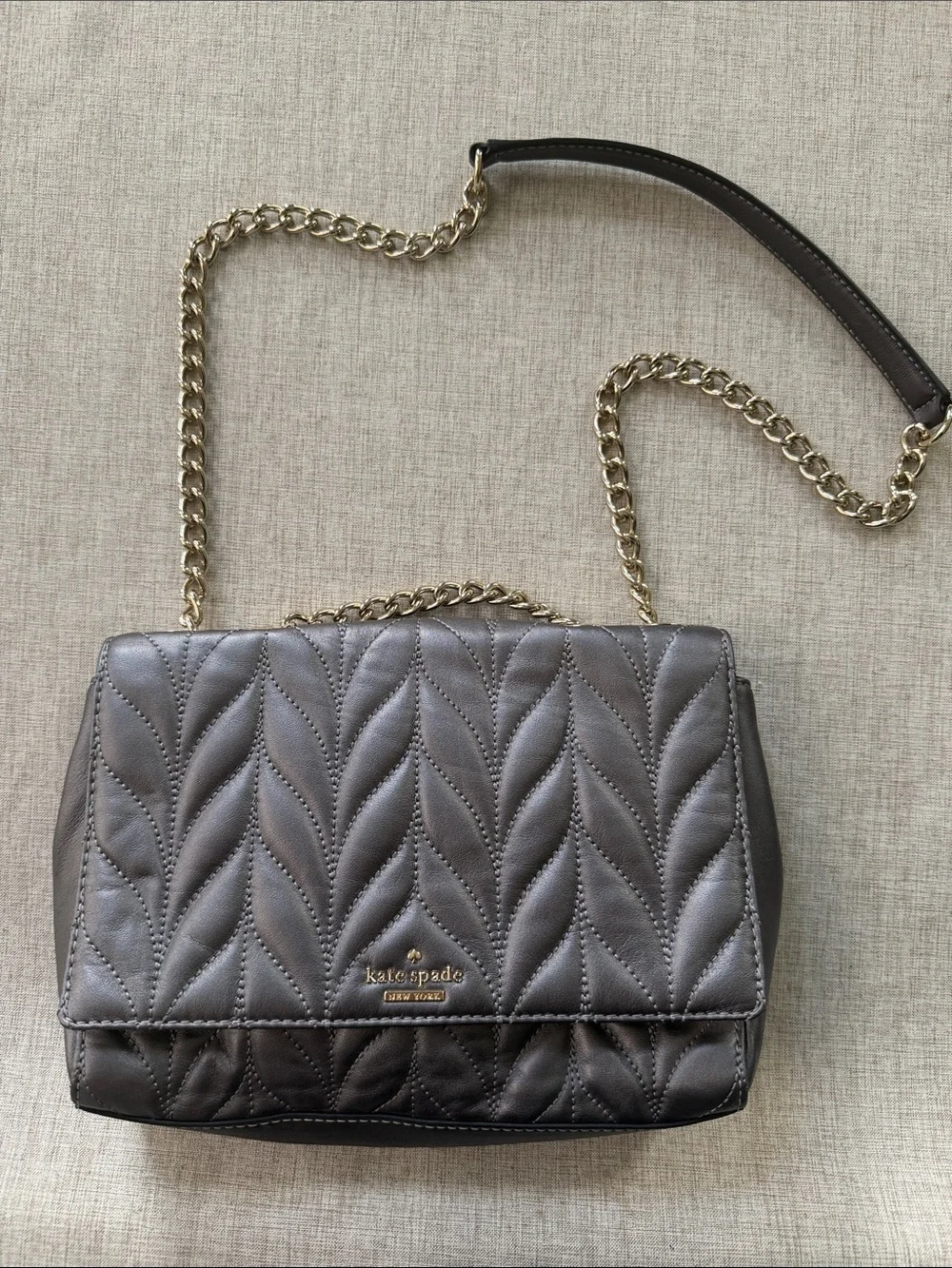 Kate Spade‎ Emelyn Briar Lane Quilted Gunmetal Shoulder Bag