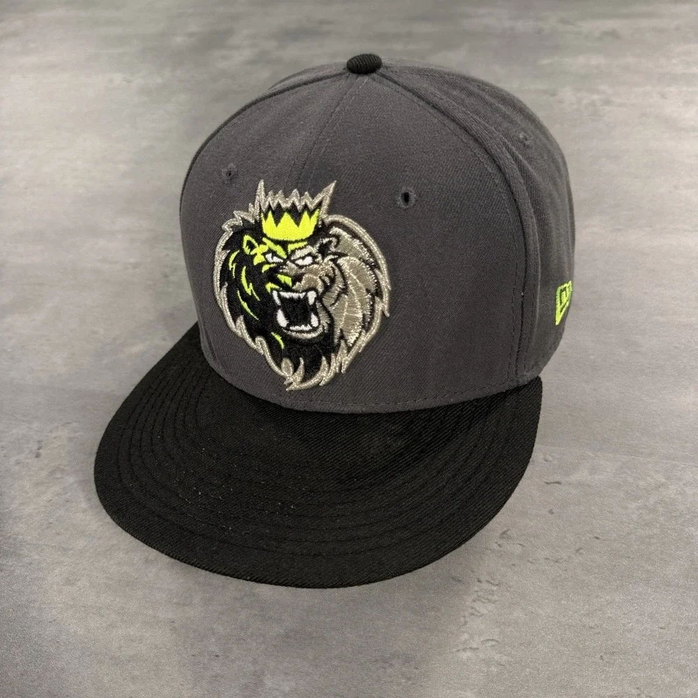 Vintage Manchester Monarchs Hat New Era Cap 7 1/4 Silver Gray Neon Wool AHL ECHL
