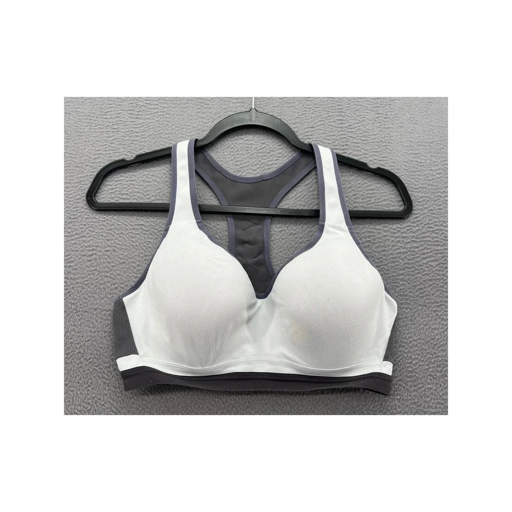 Victoria Secret VSX Sport Bra Gray White Black Racerback High Impact Support