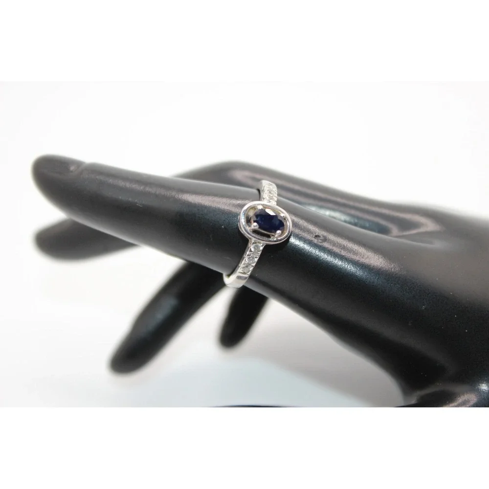 925 Sterling Silver Sapphire Ring and Earrings Set Blue Stone Jewelry