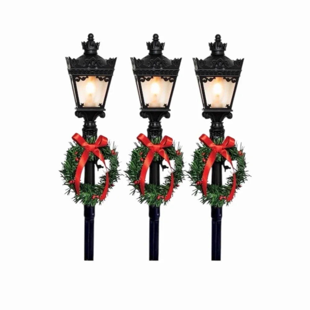 GE StayBright‎ Flickering Lamppost Pathway Set Warm White 3 Count Christmas