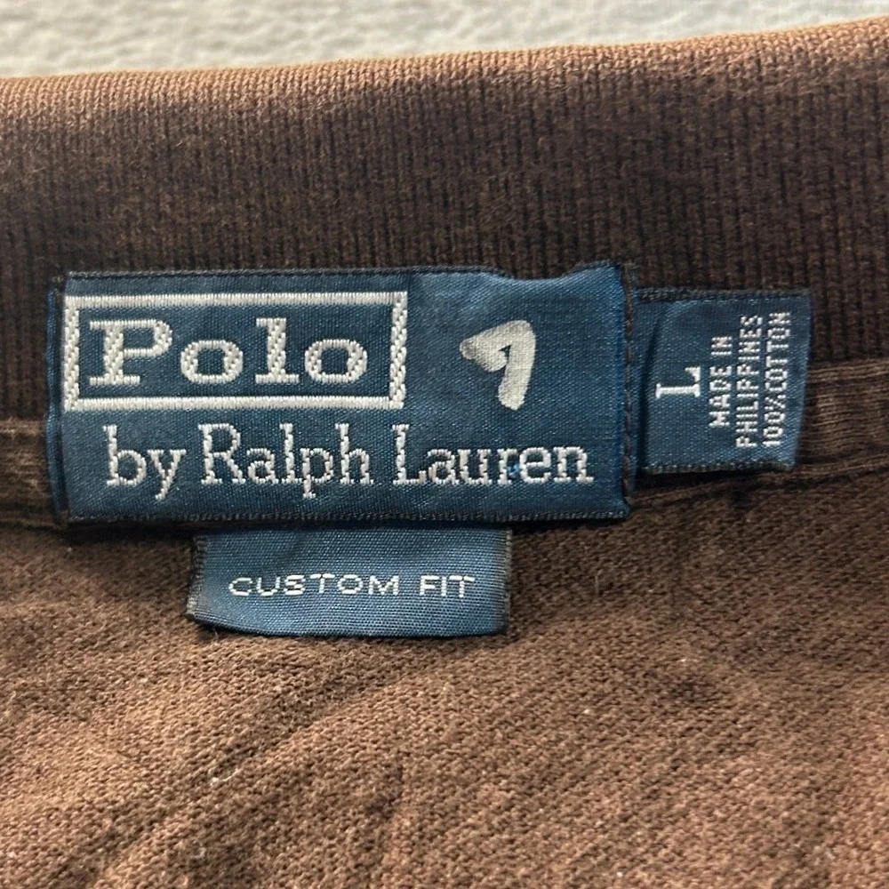 Polo Ralph Lauren Polo Shirt Mens Large Brown Custom Fit Pima Cotton Pony Logo