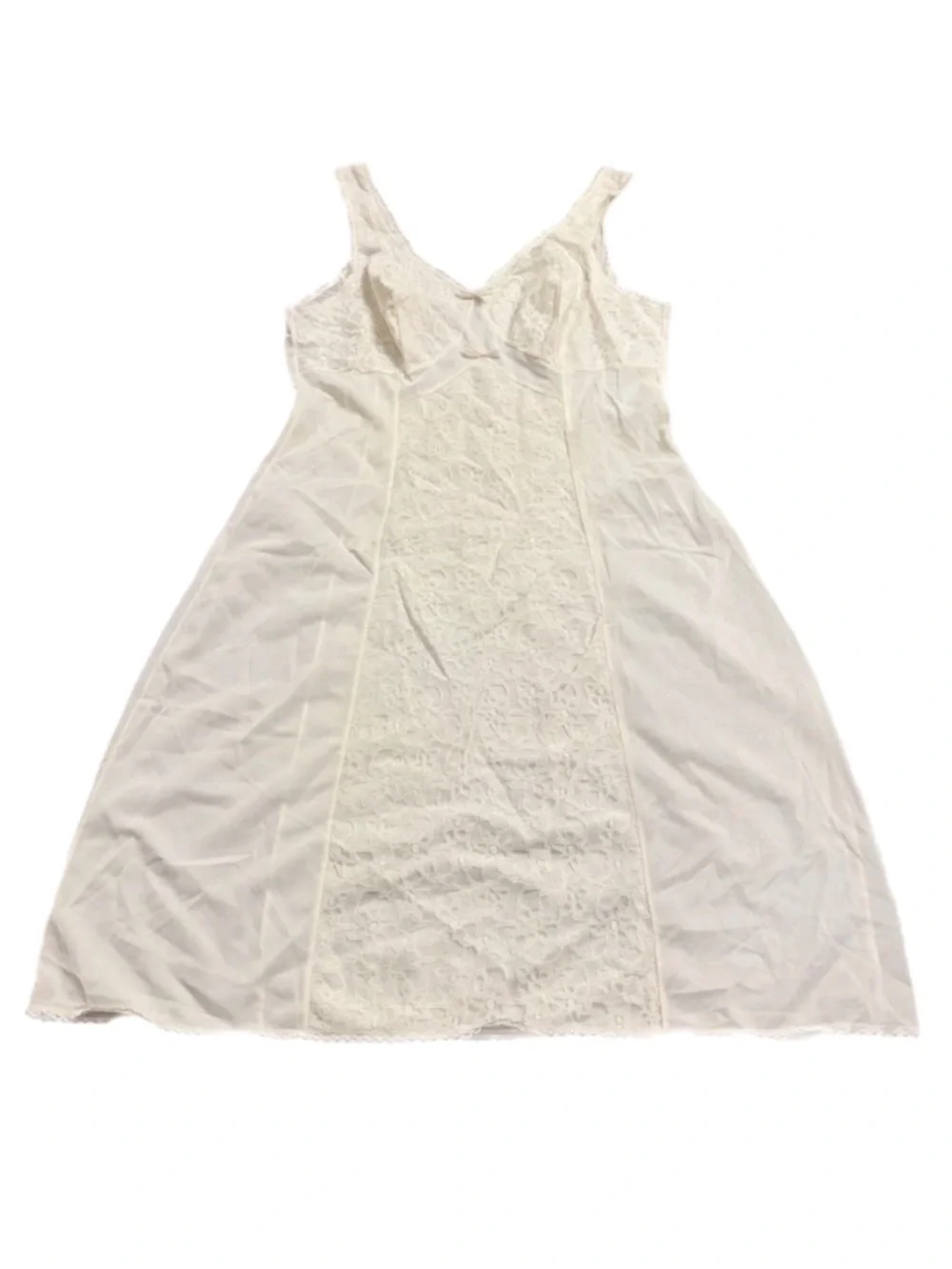 70s European Vintage Triumph Silky Lace Slip Dress (Ivory/White) Size M/L EU 42