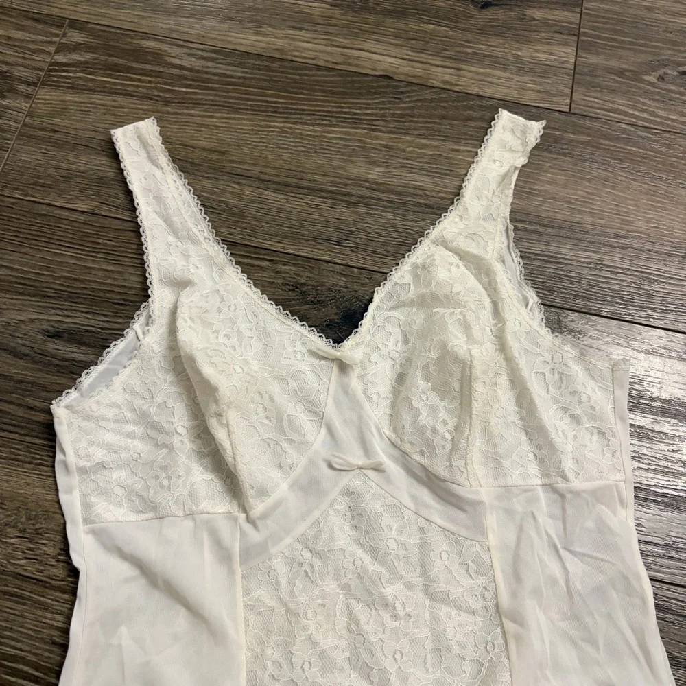 70s European Vintage Triumph Silky Lace Slip Dress (Ivory/White) Size M/L EU 42