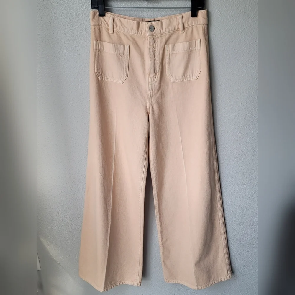 Joseph Brompton Wide Leg High Rise Jeans In Apricot Size 28