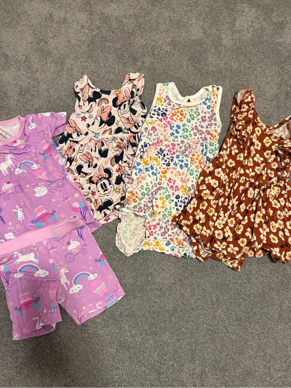 Little Sleepies twirl dresses, bubble romper and pajama set 18-24M