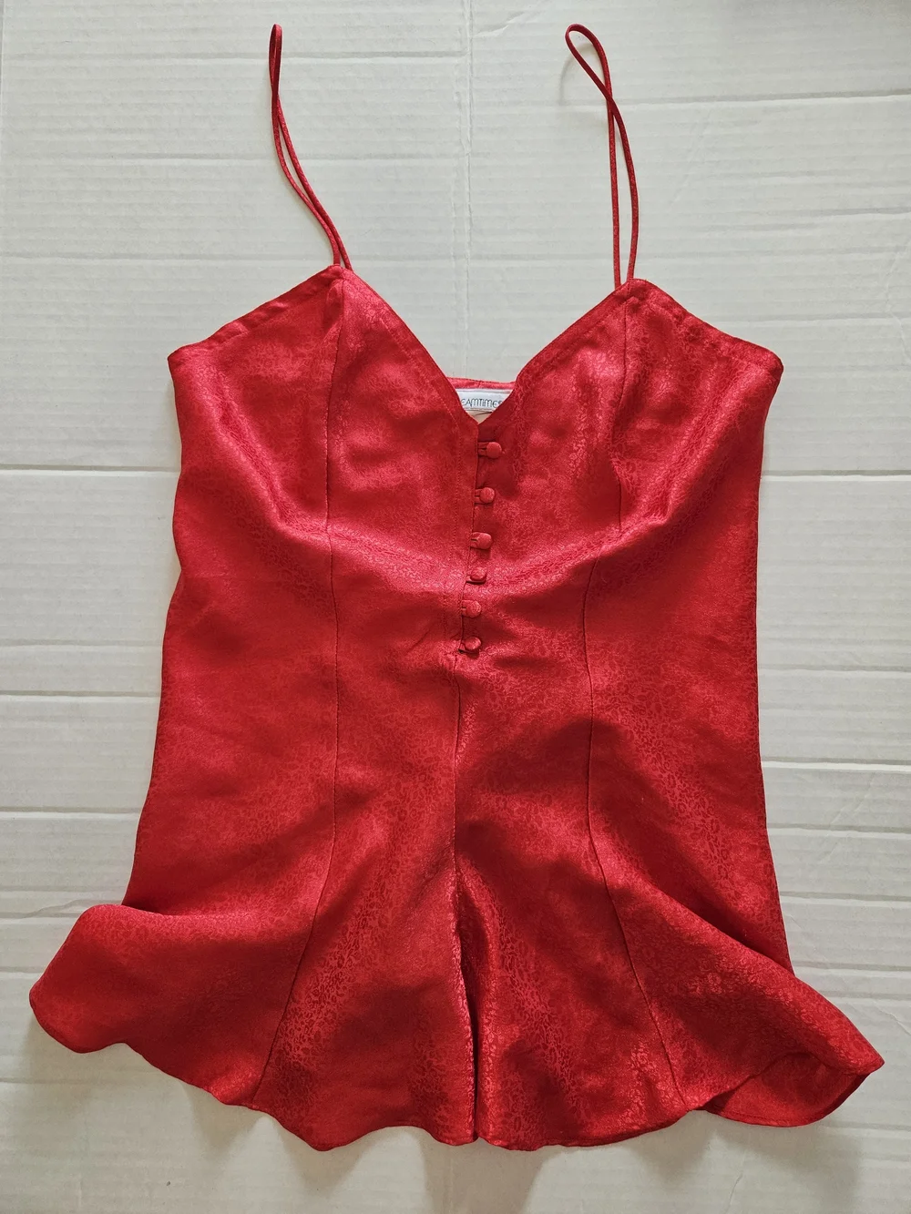 Vintage Y2K Dreamtime Red Satin Teddy Romper Lingerie Small