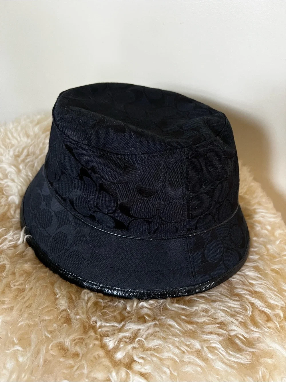 Coach Black Signature Jacquard Bucket Hat