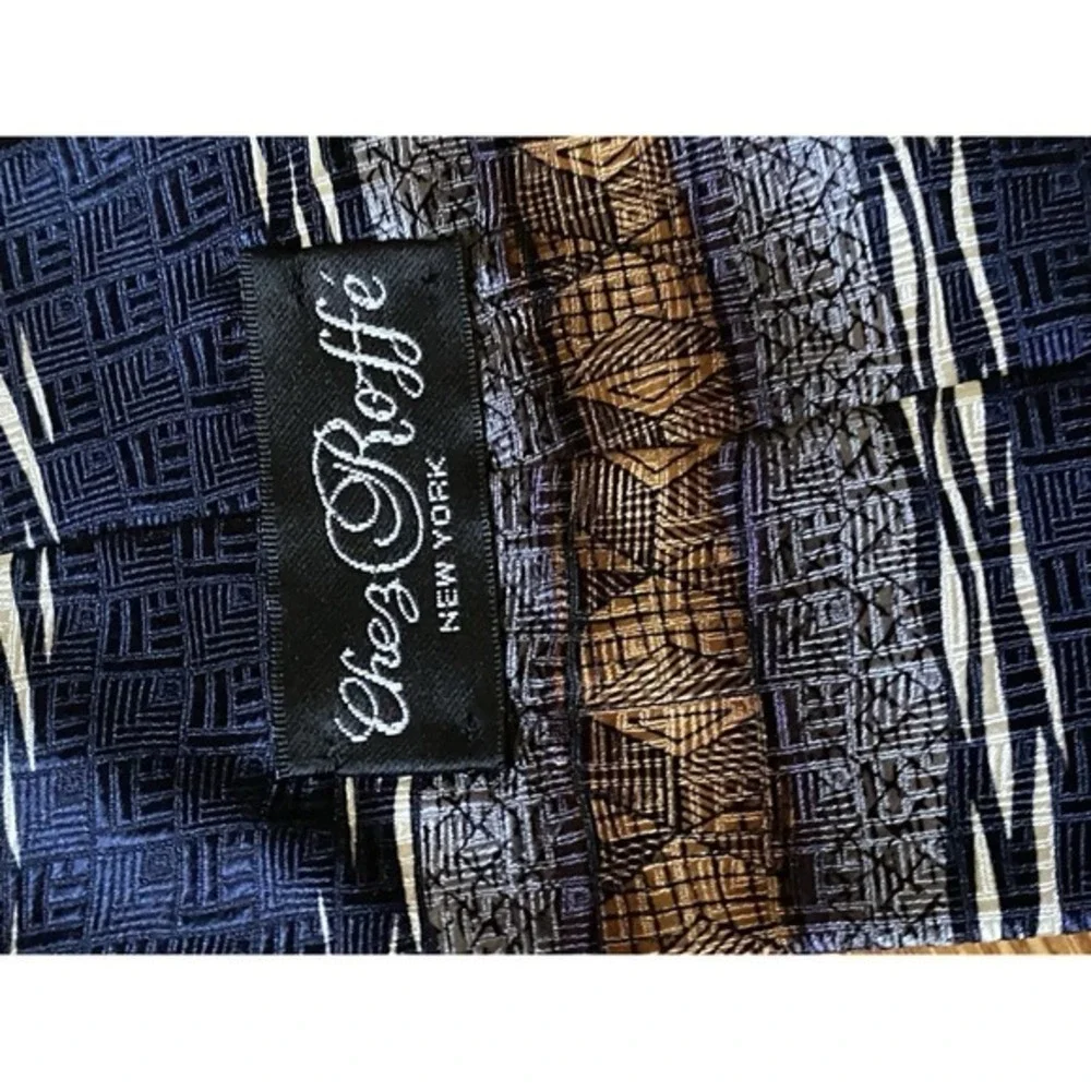 Chez Roffe New York Silk Tie‎ Blue Brown 3647