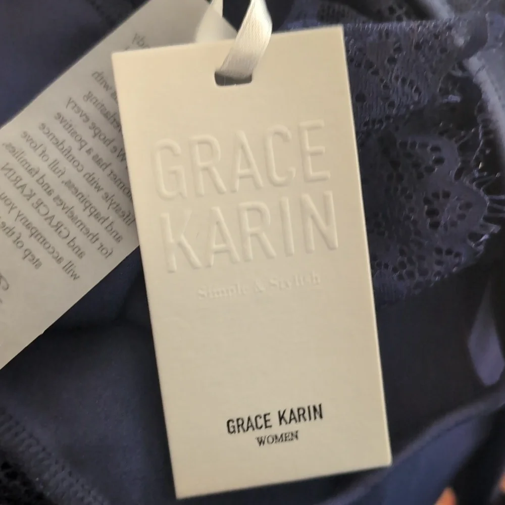 NWT Grace Karin Navy Lace Cocktail Dress Size XL | A-Line Wedding Guest