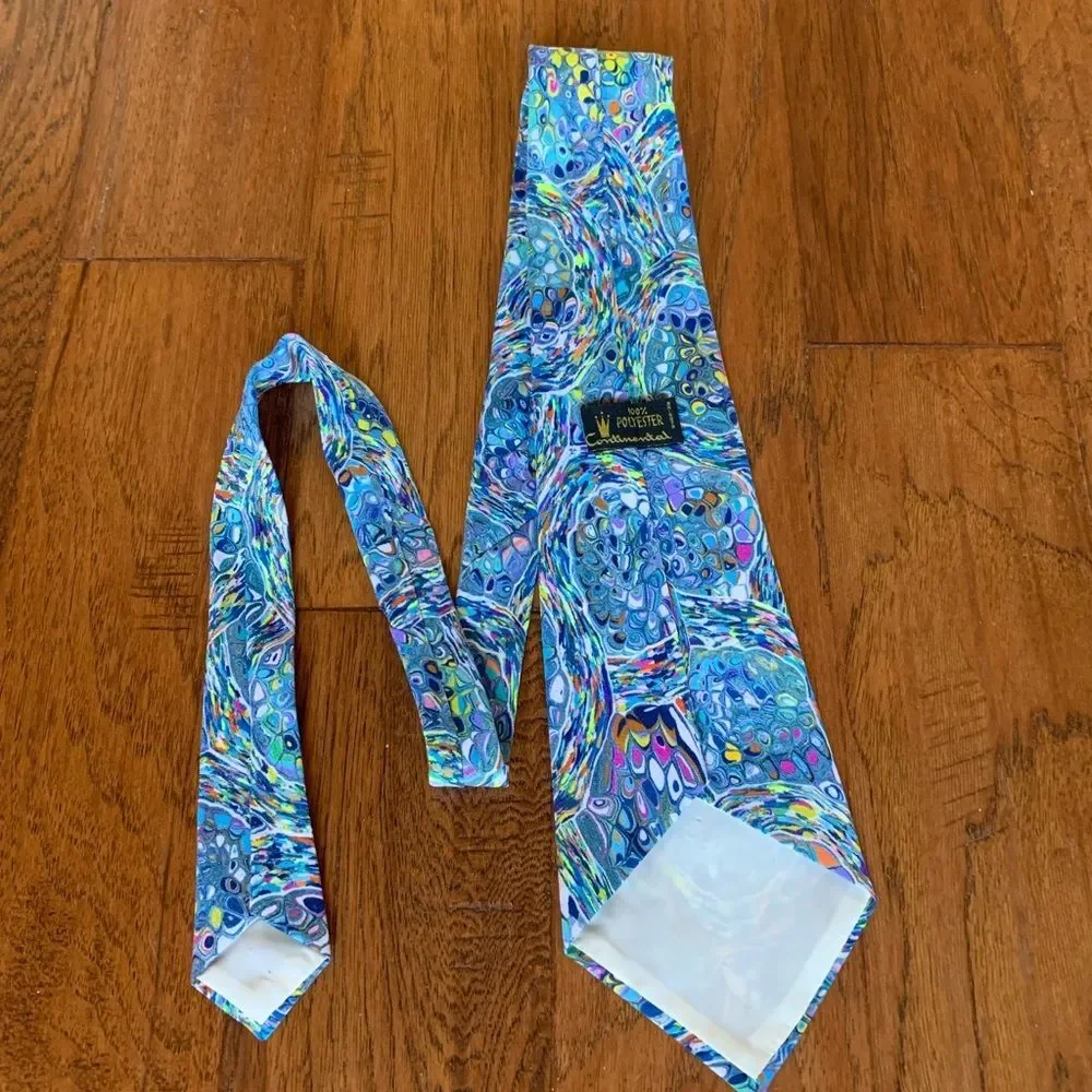 Vintage Continental Necktie Blue Kaleidoscope‎ Inspired Van Gogh Print