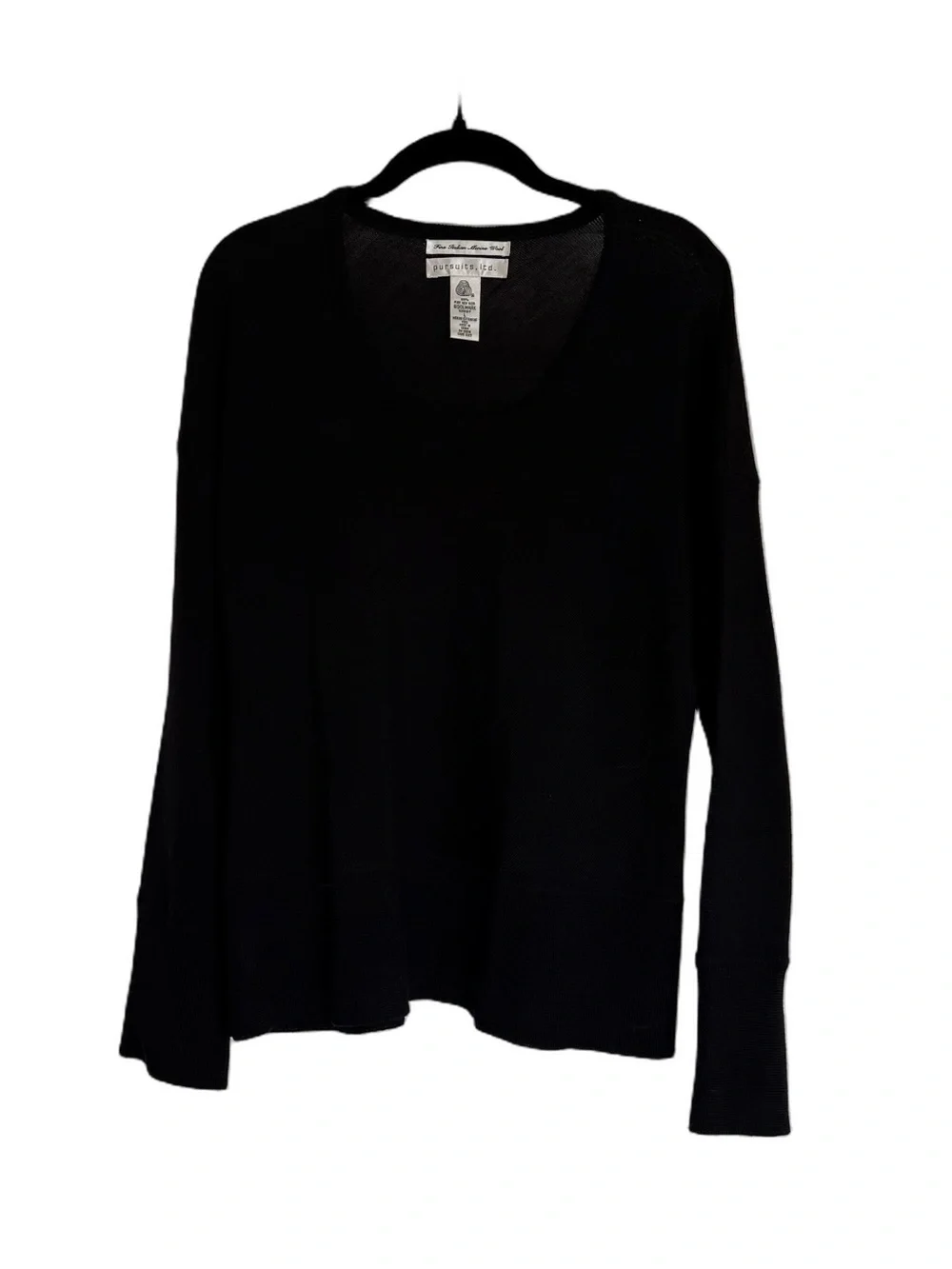 Pursuits Ltd Black 100% Merino Wool Sweater | L