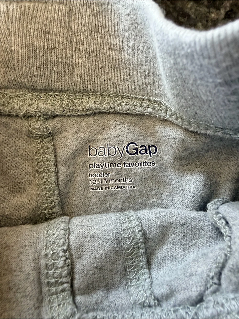 3/$15 Baby Gap Heather Gray Drawstring Shorts 12-18M Cotton Pull On Pocket Short