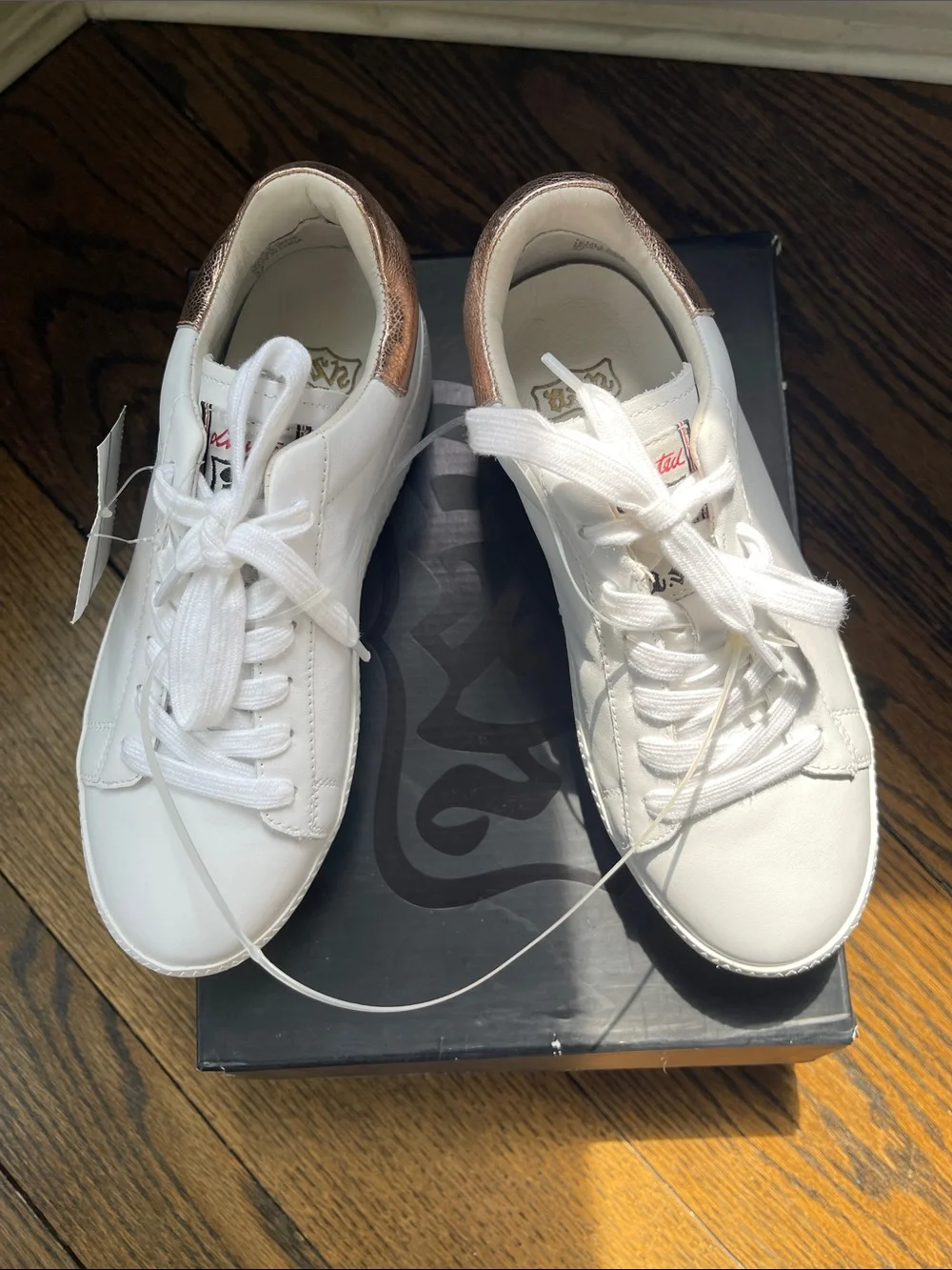 Ash White Sneakers with Rose Gold Heel - SIZE 7