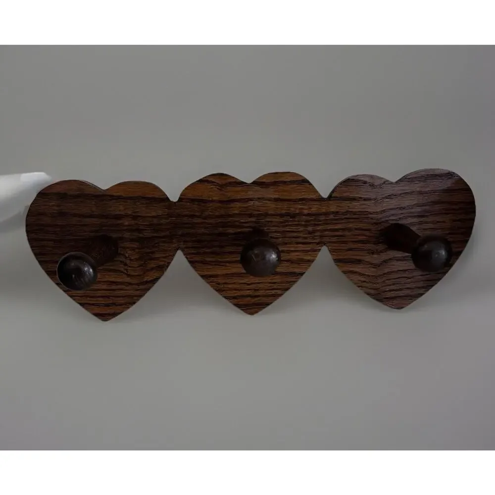 Vintage 3 Tier Wooden Heart Shape Shelf Pegs Cottagecore Grandma 12