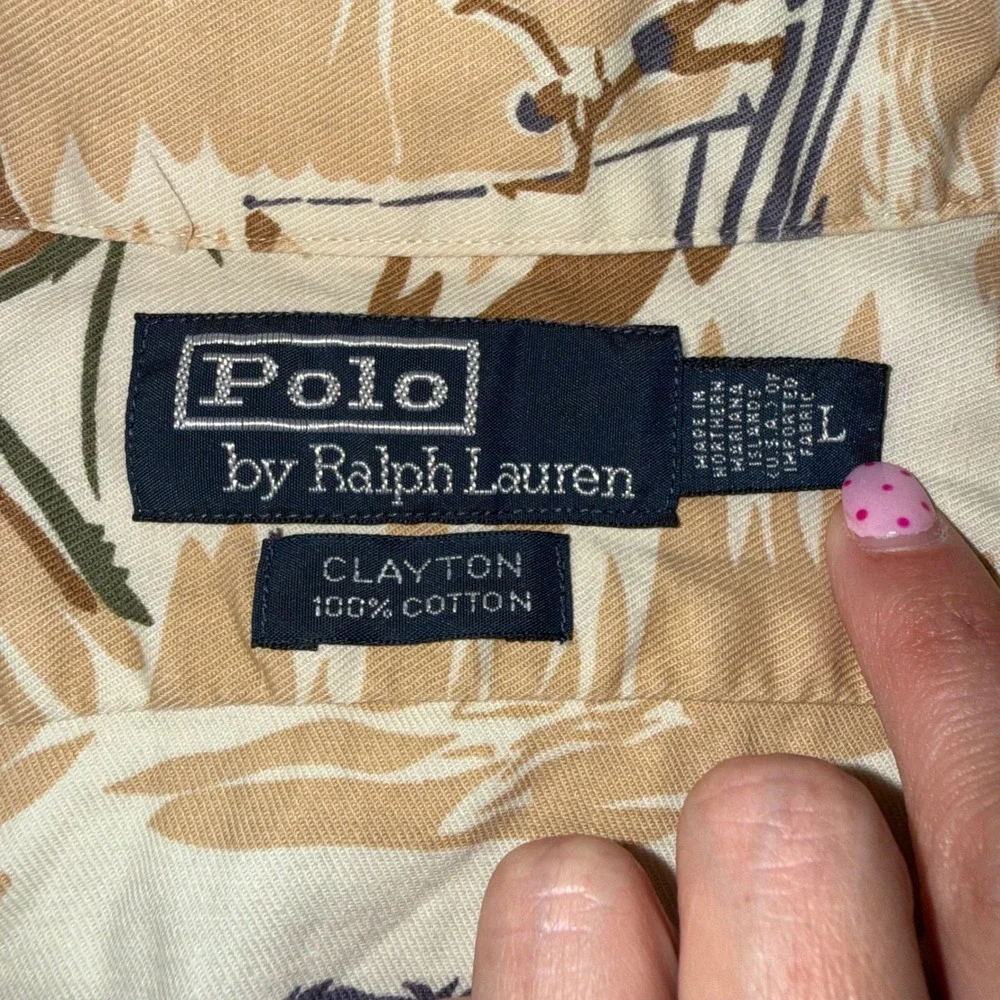 Polo Ralph Lauren Vintage 90s Clayton Large Tropical Hawaiian Camp Shirt
