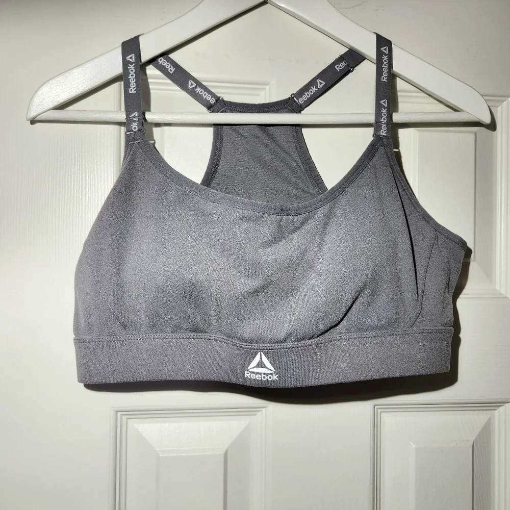 Reebok Charcoal Gray Adjustable Sports Bra Womens Large