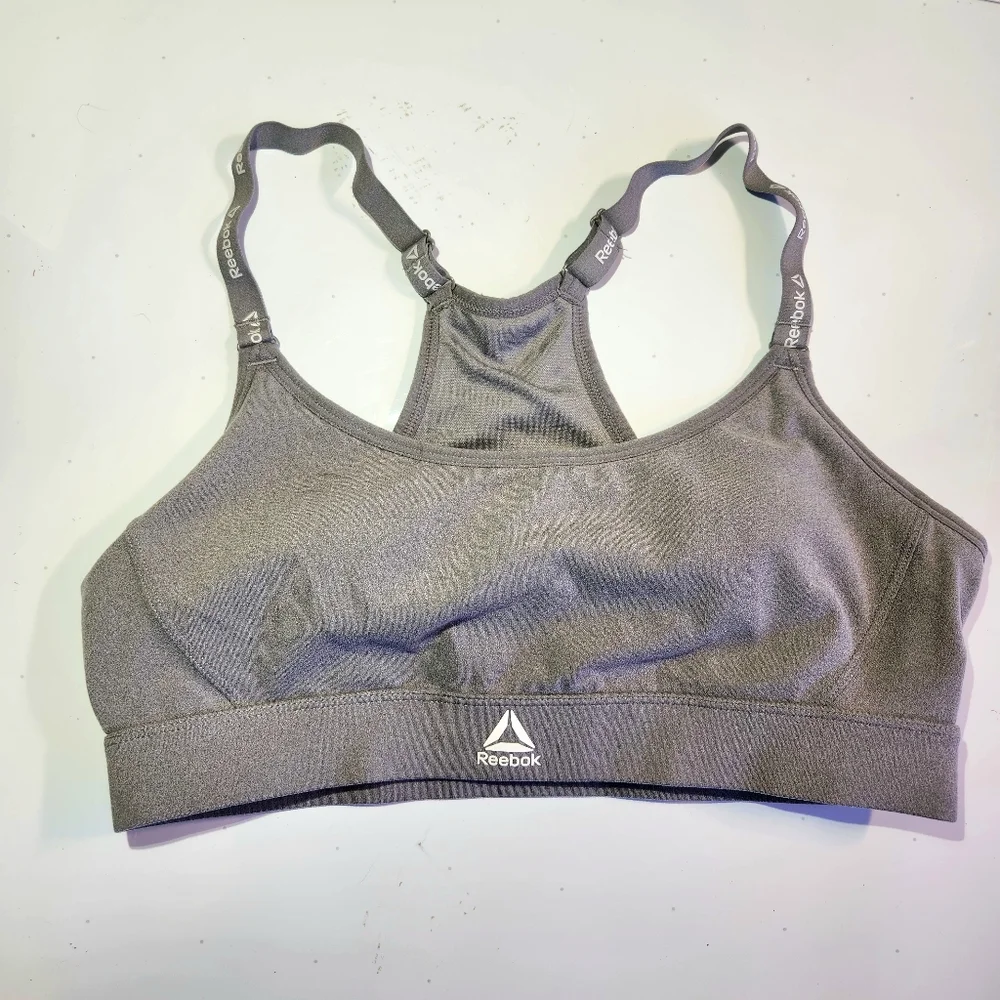 Reebok Charcoal Gray Adjustable Sports Bra Womens Large