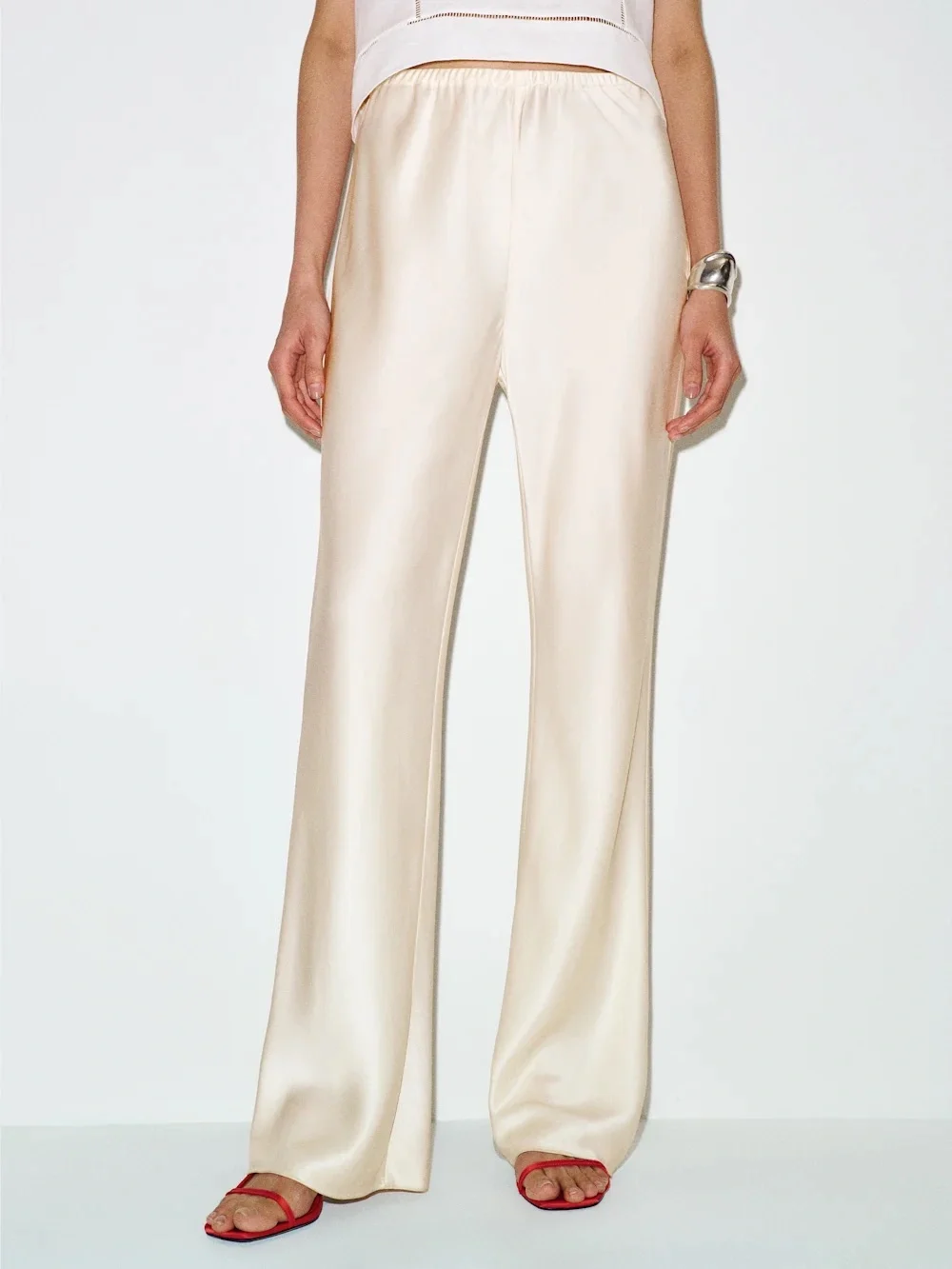 Reformation Gale Satin Mid Rise Bias Pant