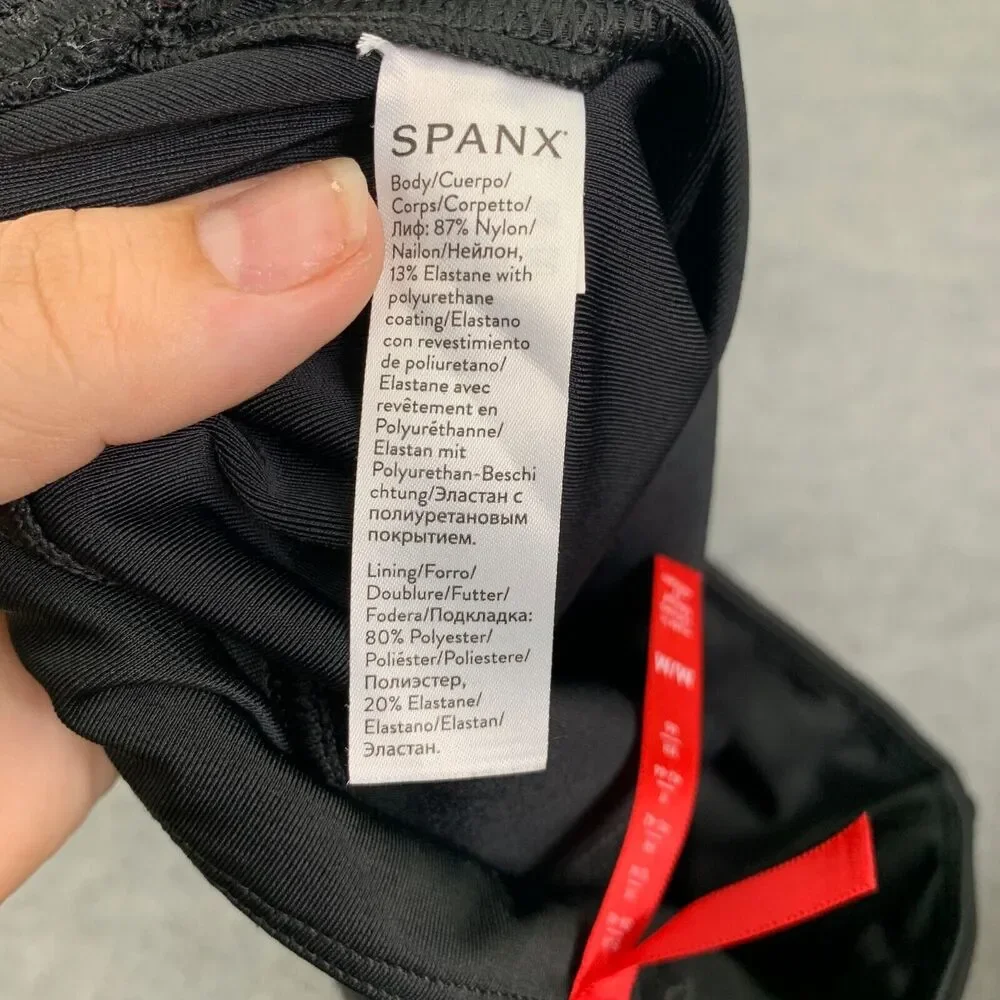 Spanx Leggings Womens M Medium Black Faux Leather Ankle High Waist Shiny Stretch