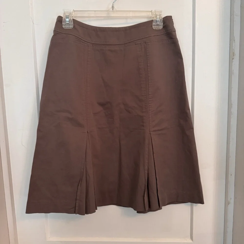 Vintage Doncaster Brown Pleated A-line Midi Skirt Size 6 Lagenlook  granola Core