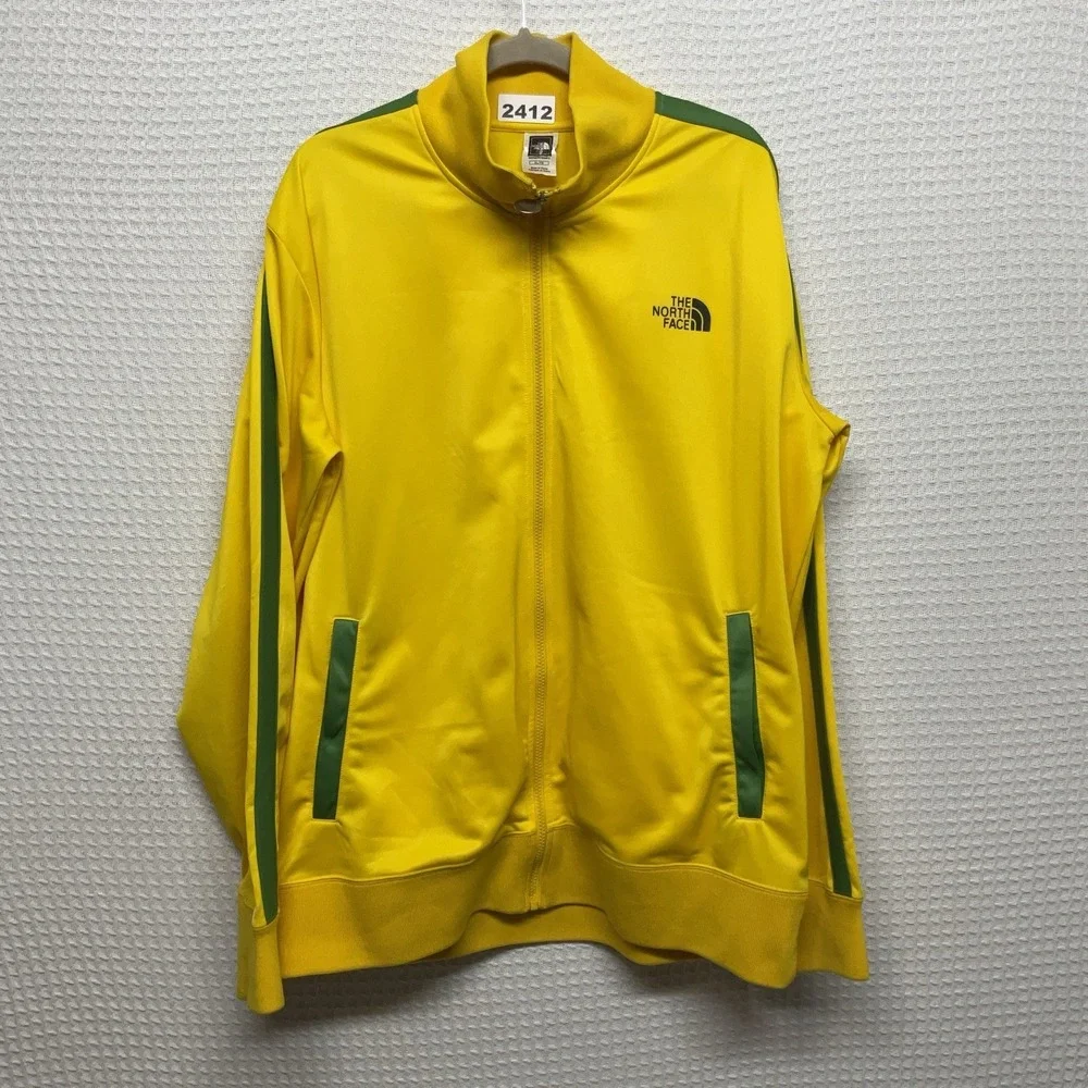 The North Face Track Jacket Mens XL Yellow Green‎ Stripe Full Zip Athleisure