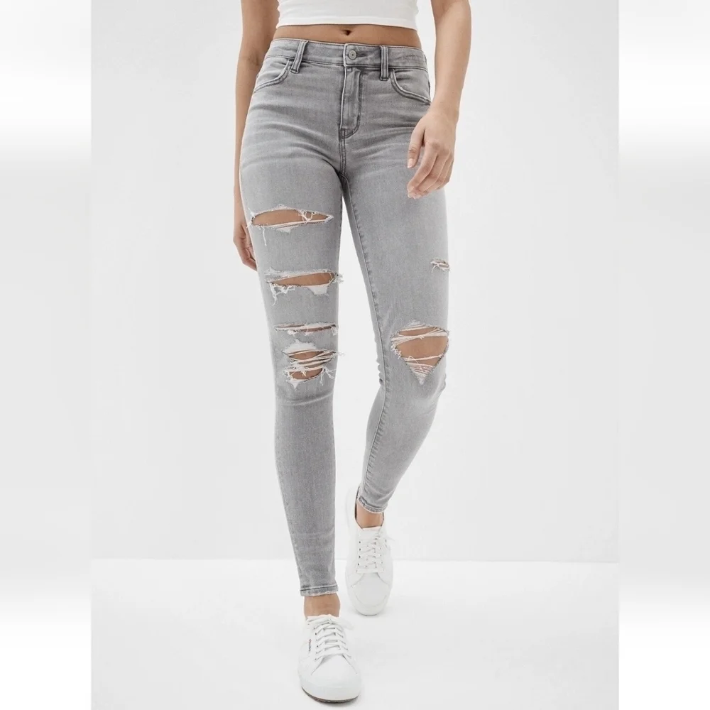 American Eagle  Grey Next Level Stretch Hi Rise Jegging