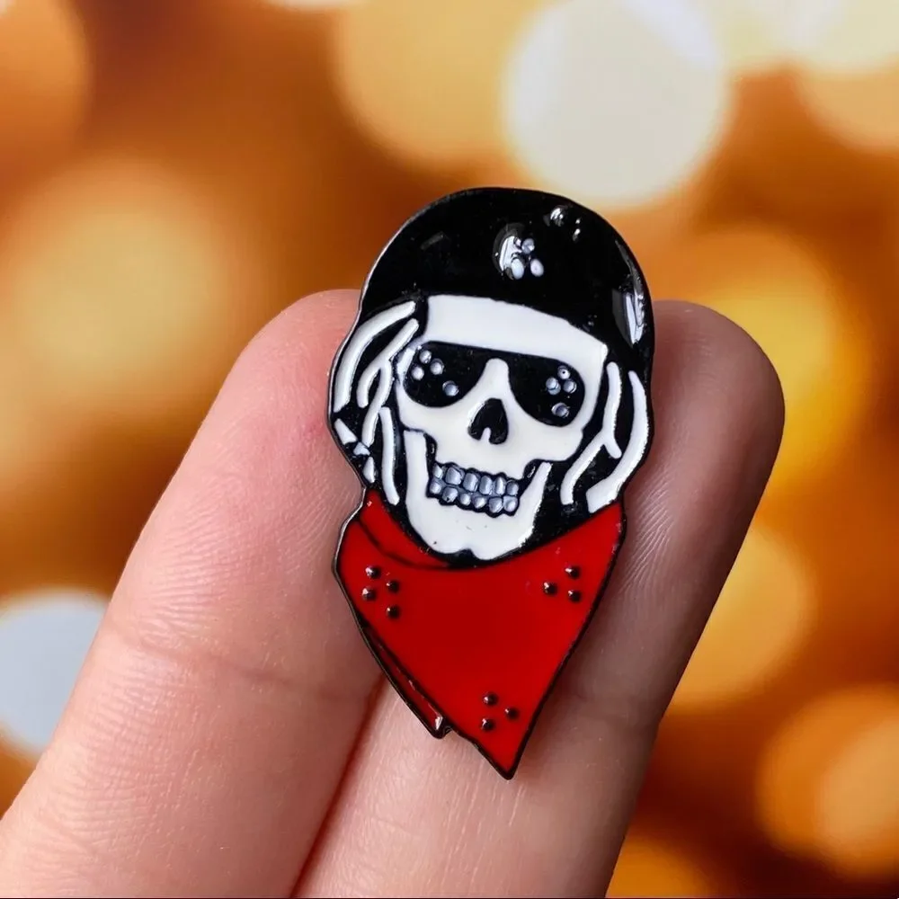 Biker Skull Dude Enamel Pin/ Brooch Lapel