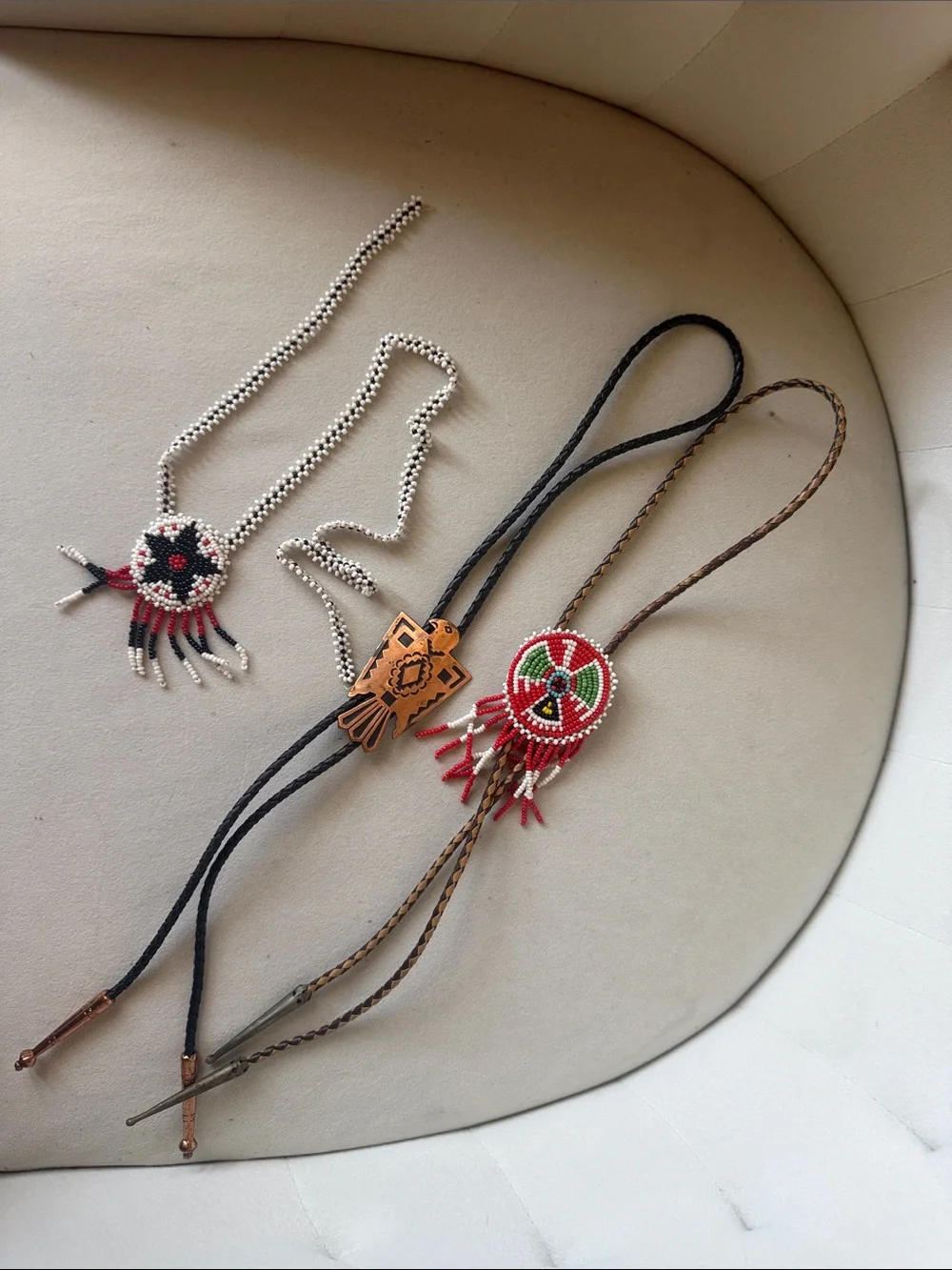 Beaded Pendant Necklace and 2 BOLO  Set in Multicolor