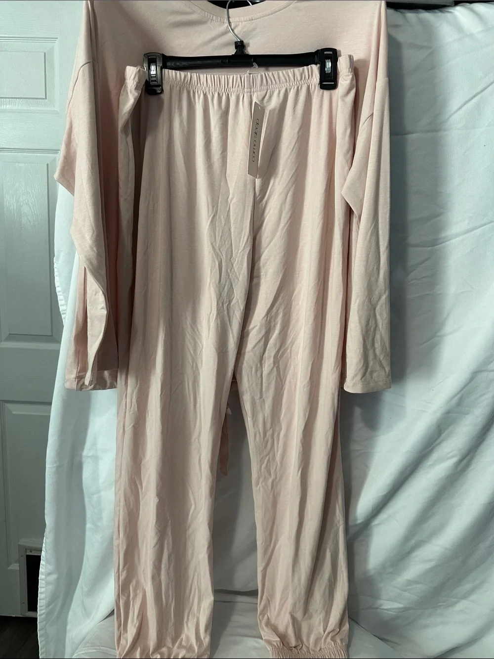 Cozy Cocoon Light Pink Tie-Front Long-Sleeve Pajama Set
