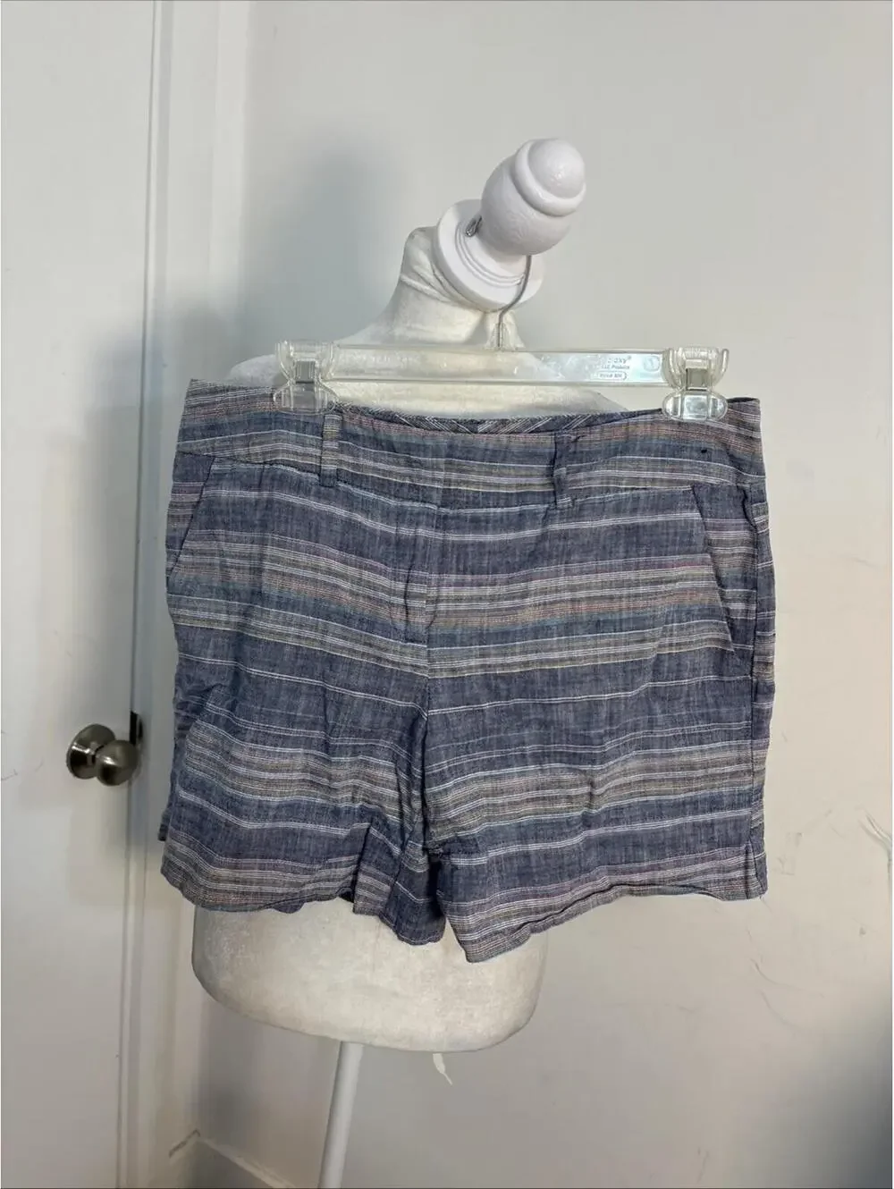 Ladies 7th Avenue 100% Cotton Shorts‎ Sz 6 Stripes Blue/pink Lightweight