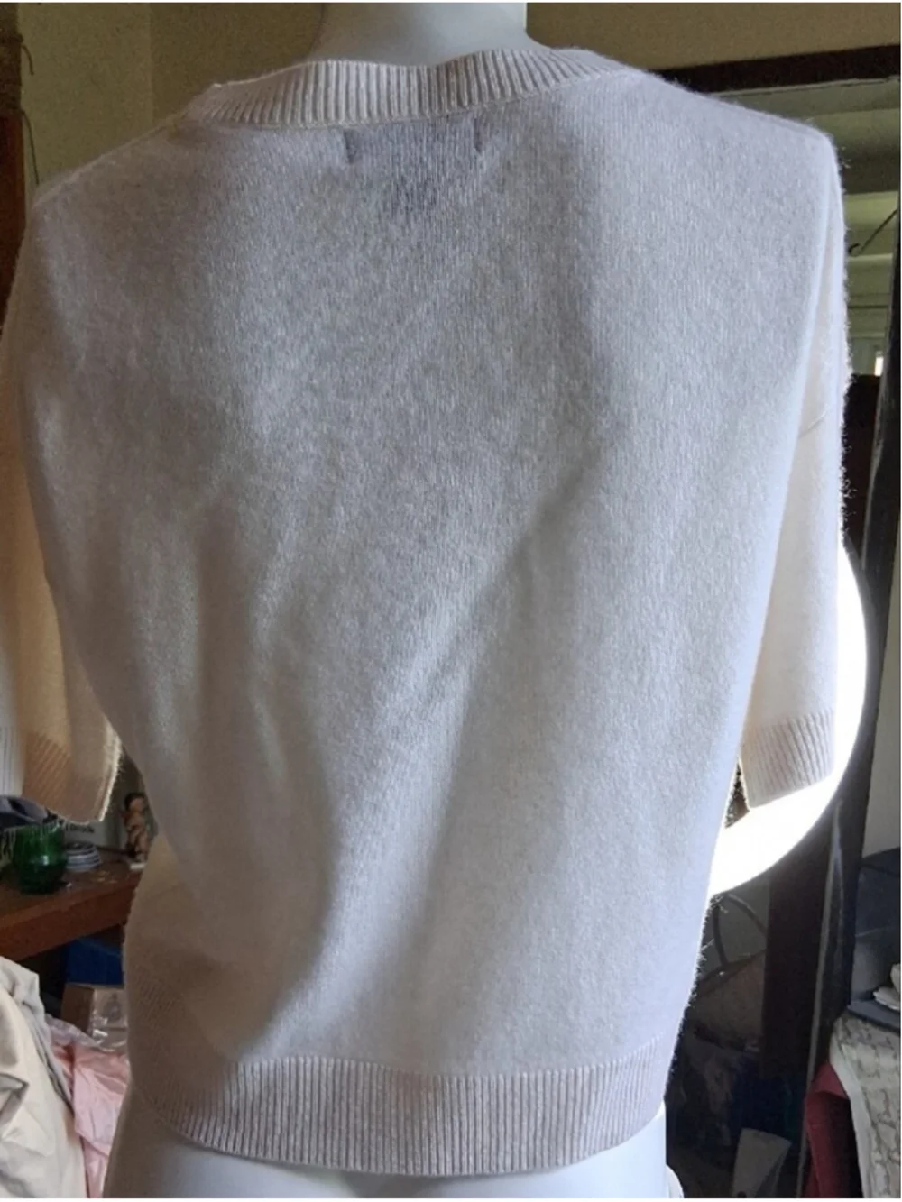 Magaschoni Cream Short-Sleeve Crewneck Sweater XS