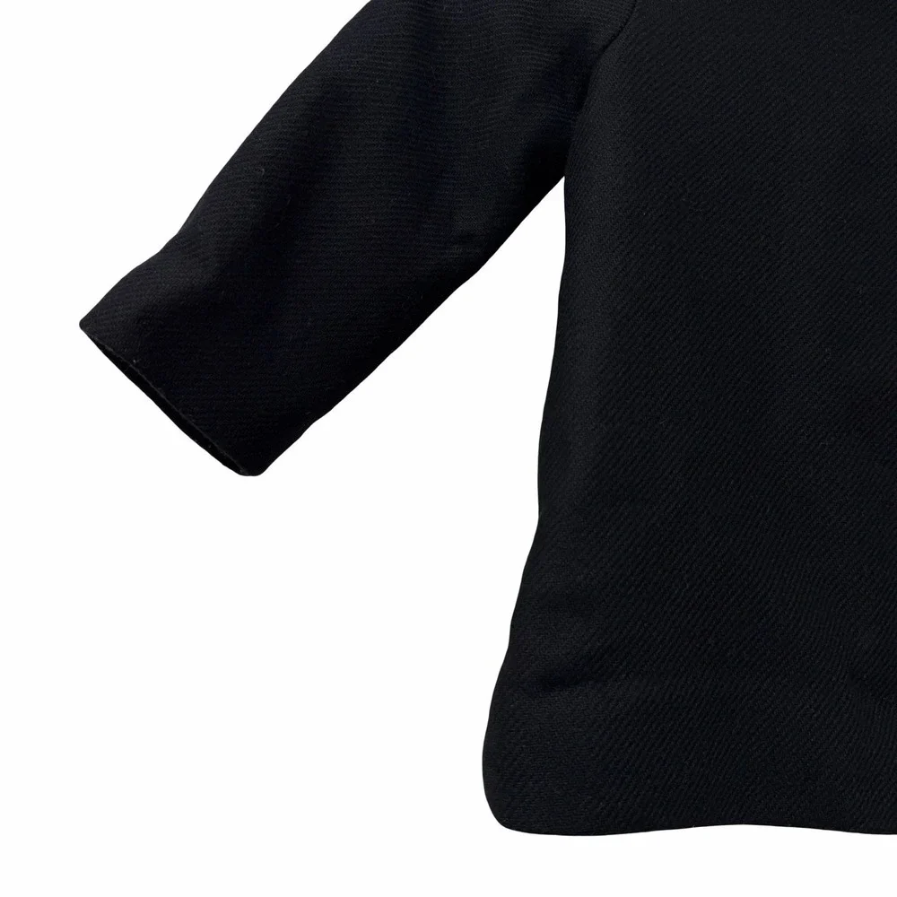 ZARA Wool Blend Button Front Pea Coat Girls Size 3/4Y Black Heavyweight Winter