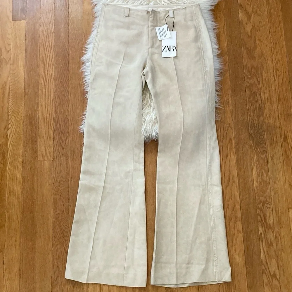 Zara Ltd Ed Special Wash Low-Rise Full-Length 100% Viscose Flare Trousers