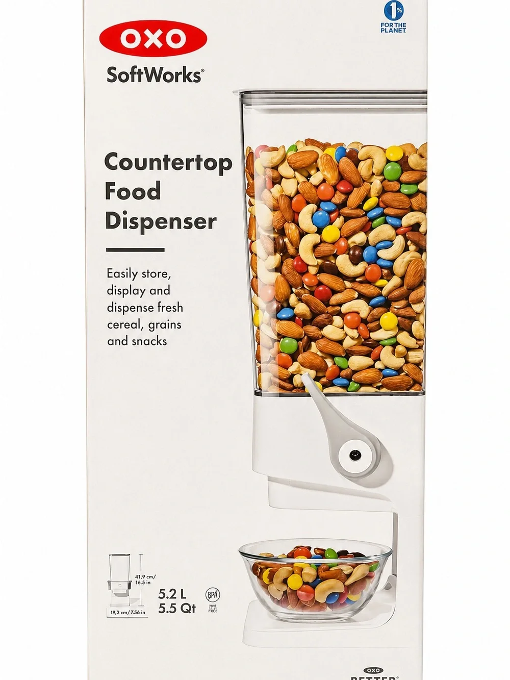 OXO SoftWorks White Countertop Food Dispenser with Clear Hopper