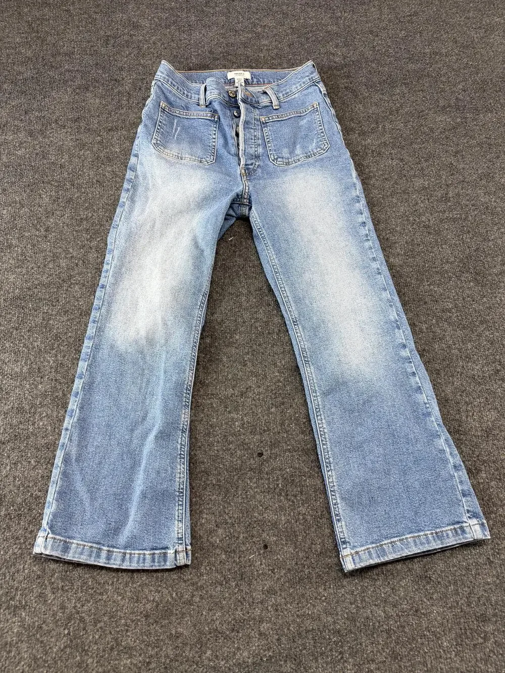 Forever 21 Jeans Womens 27 Light Blue High Rise Straight Denim Button Fly