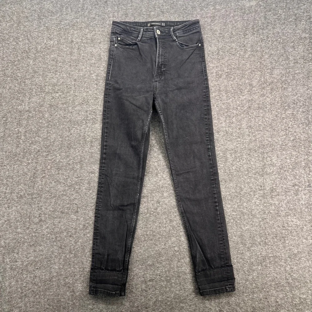 Zara Trafaluc Womens High Rise Skinny Jeans‎ Faded Black Size 6 Stretch Denim