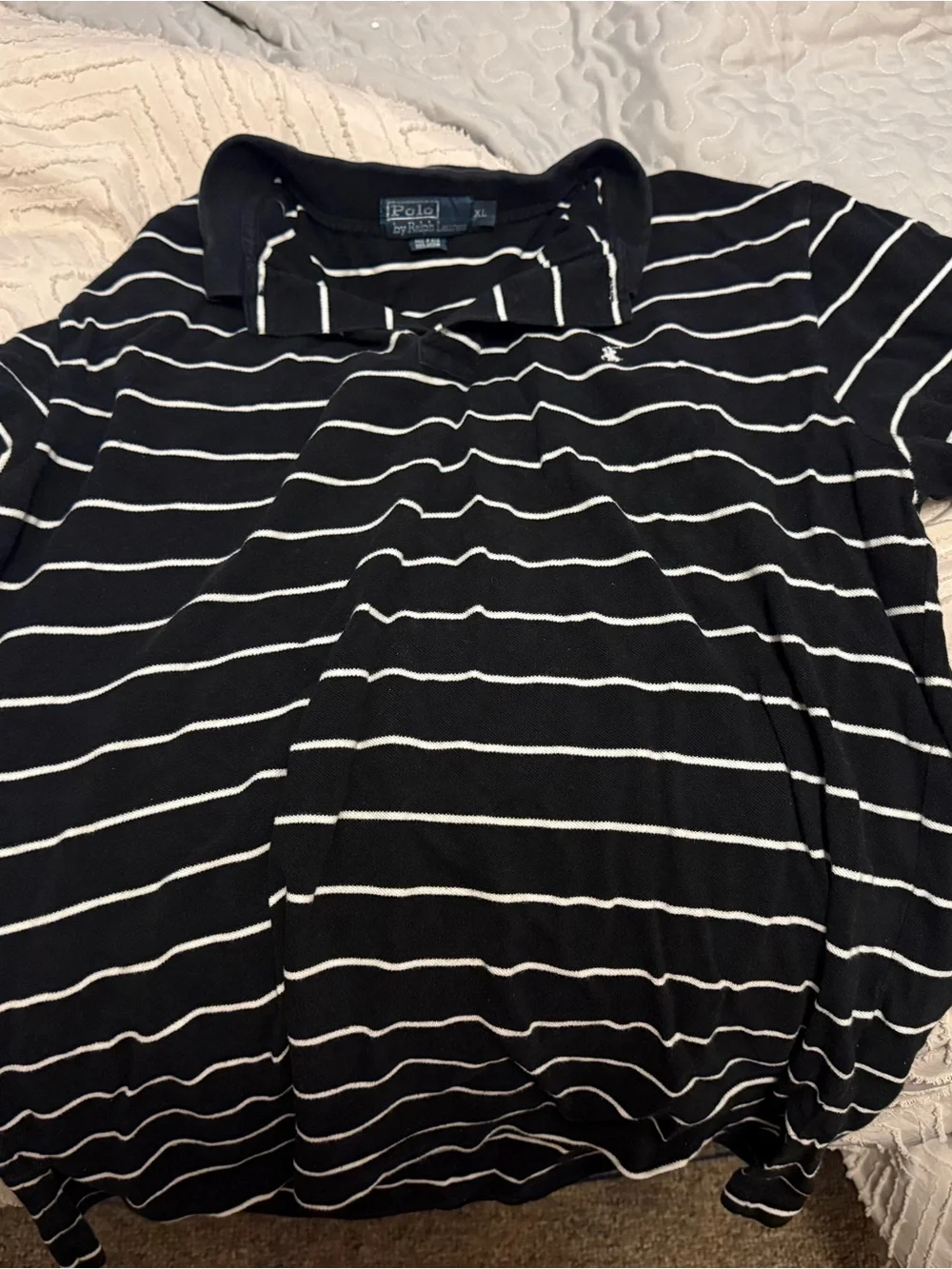 Ralph Lauren Black and White Striped Polo Shirt