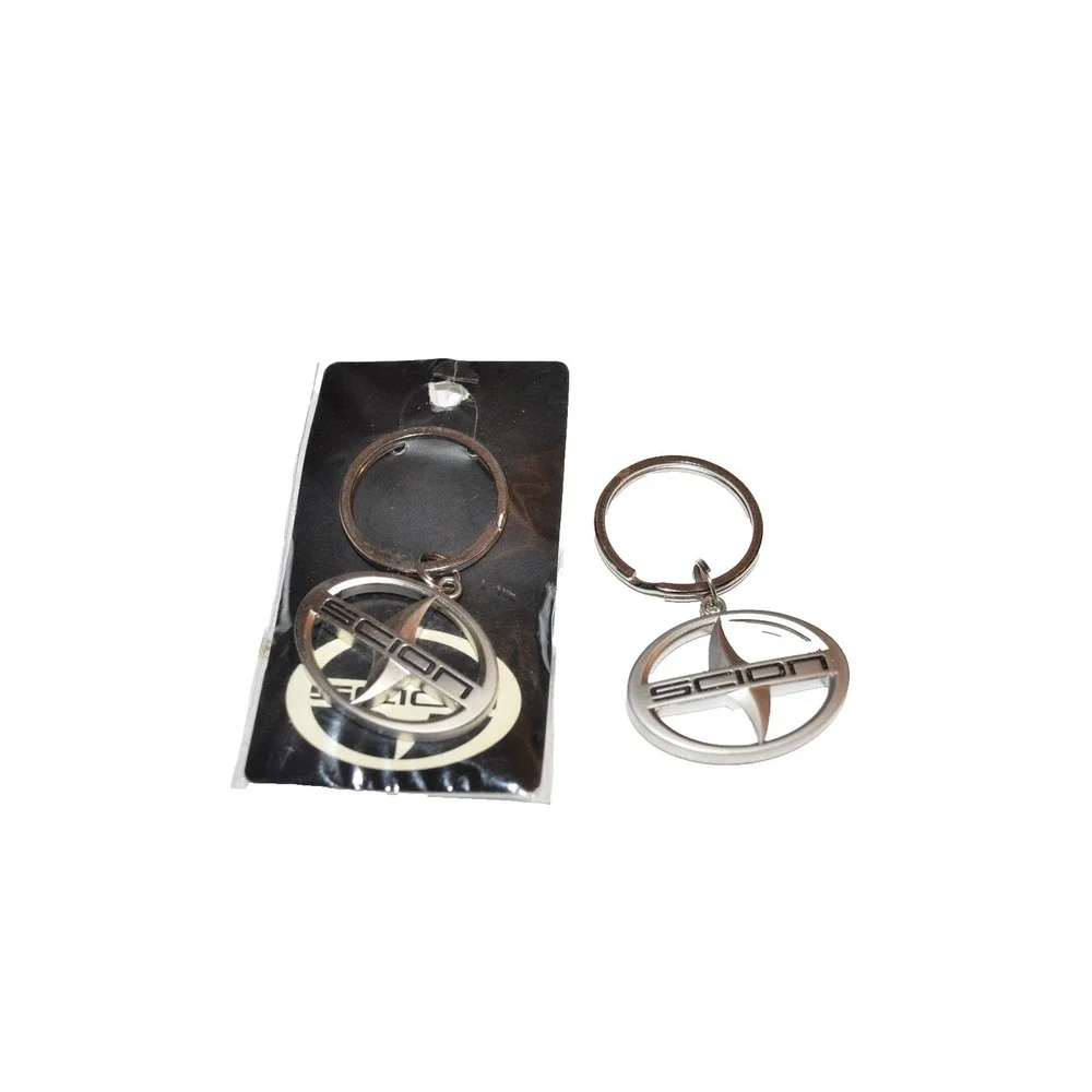 SCION Logo Keychain Silver Oval Metal‎ Key Ring set of two